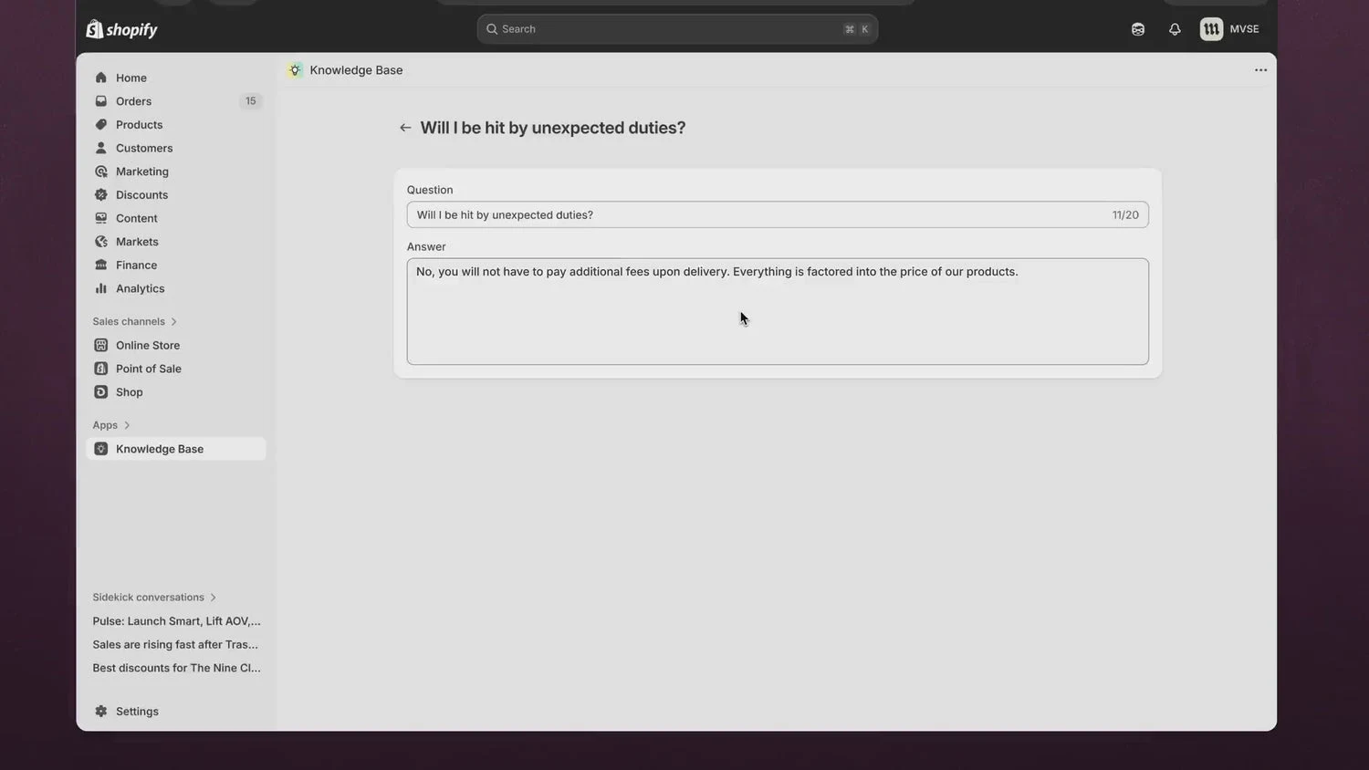 Shopify Agentic Storefronts官方预览中的品牌知识库关税问答