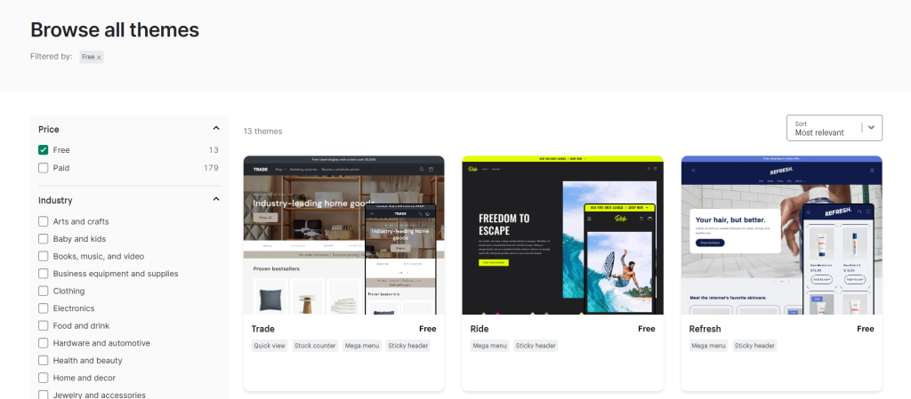 Shopify默认主题