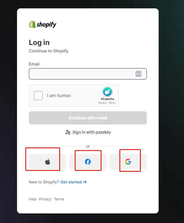 shopify登录