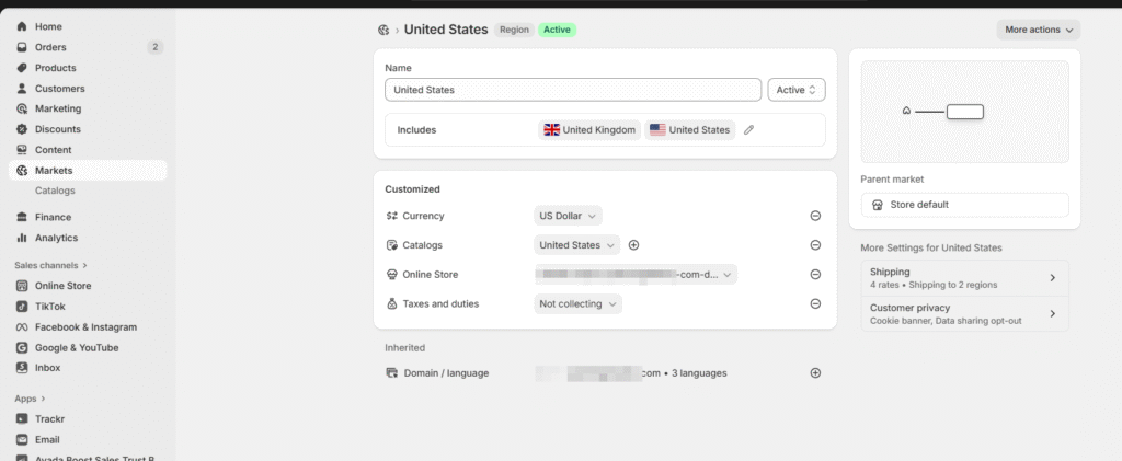 Shopify Markets运费
